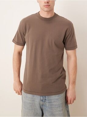 Abercrombie Soft A&F Tee Brown Vintage Wash Minimal Shirt Size L